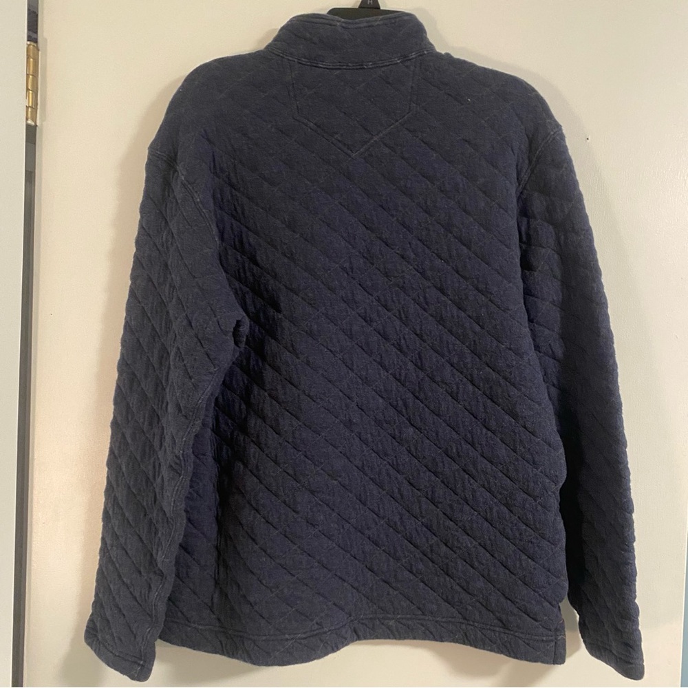Eddie Bauer Quilted Sweater Men Sz L Blue Henley 1/4 Zip Pullover Outdoor Gorp - Picture 7 of 7